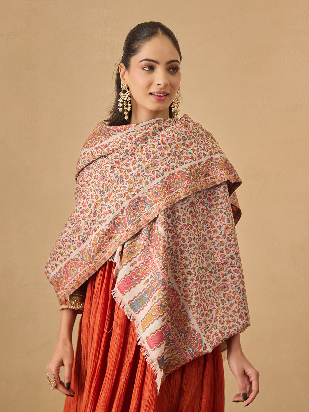 Pashmoda Women Mehak Kaani Wool Blend Kashmiri Shawl (Size: 101X203 CM)