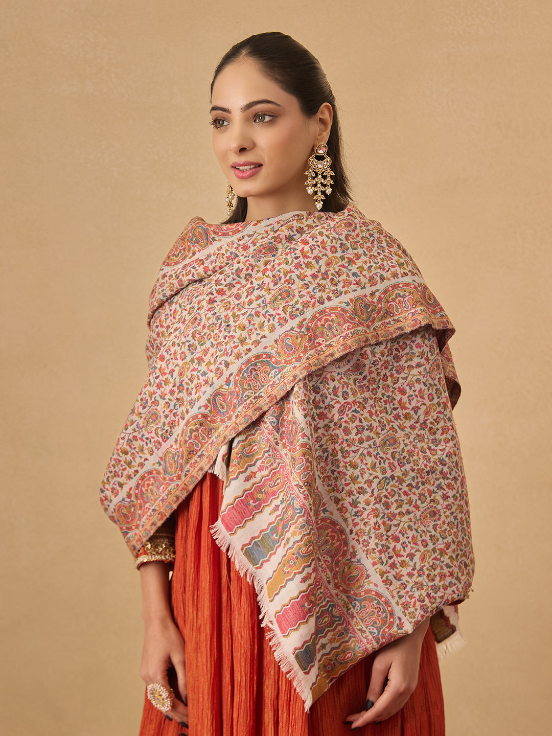 Pashmoda Women Mehak Kaani Wool Blend Kashmiri Shawl (Size: 101X203 CM)