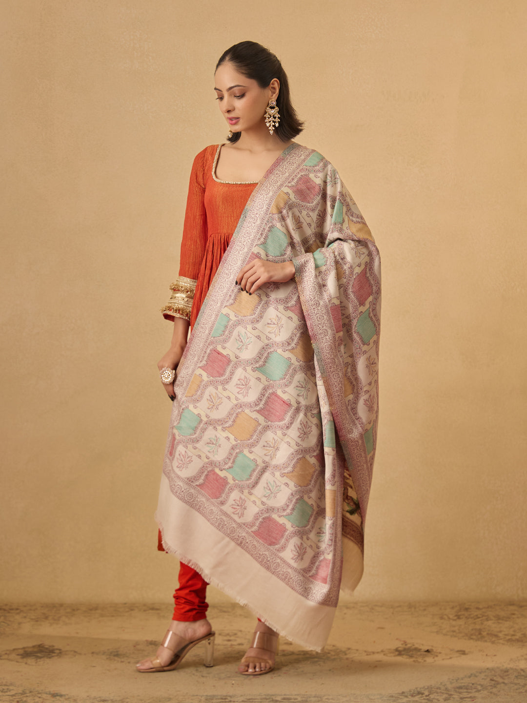 Pashmoda Women Floral Geometry Kaani Stole (Size : 71X203 CM)