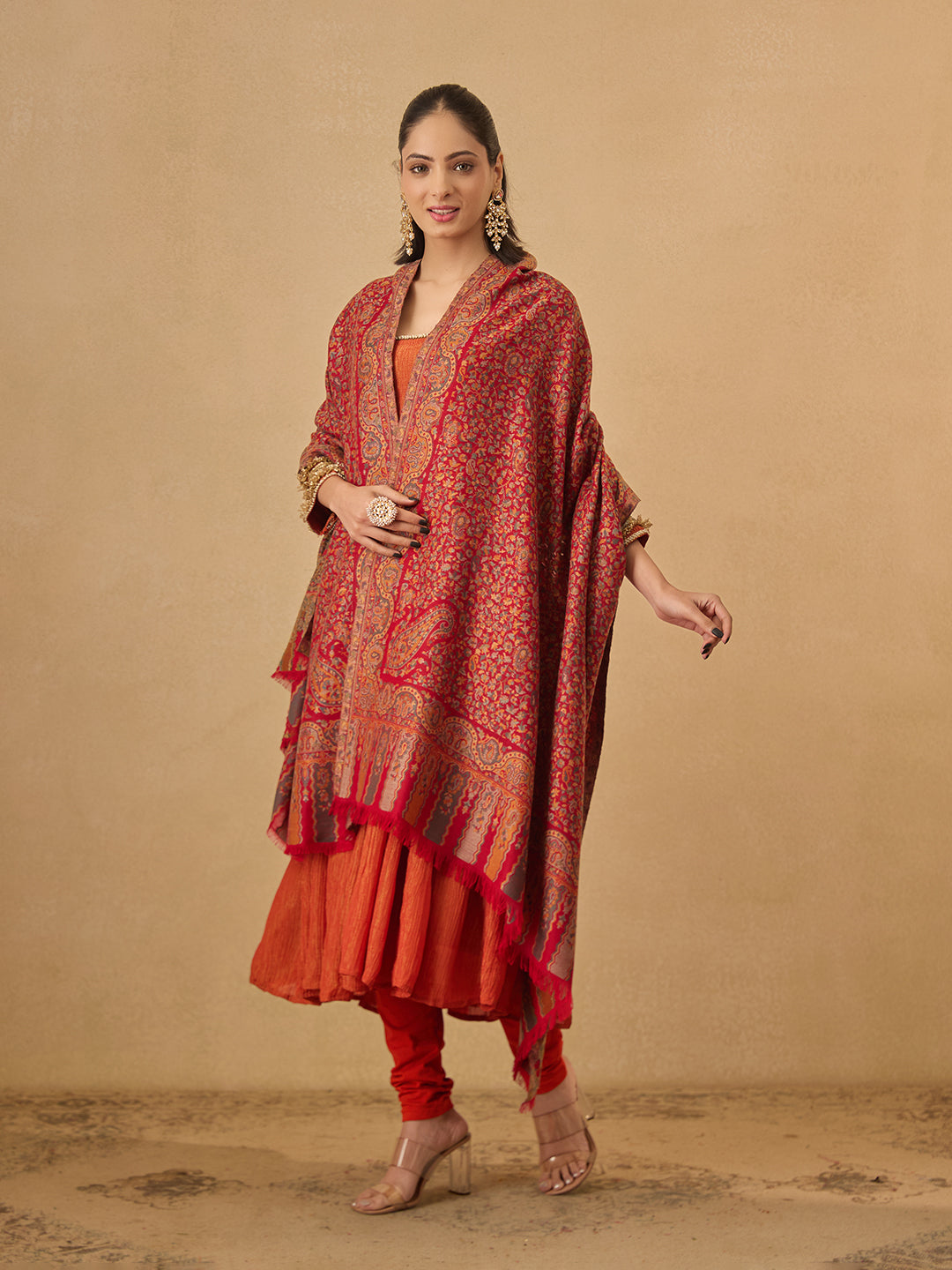 Pashmoda Women Mehak Kaani Wool Blend Kashmiri Shawl (Size: 101X203 CM)