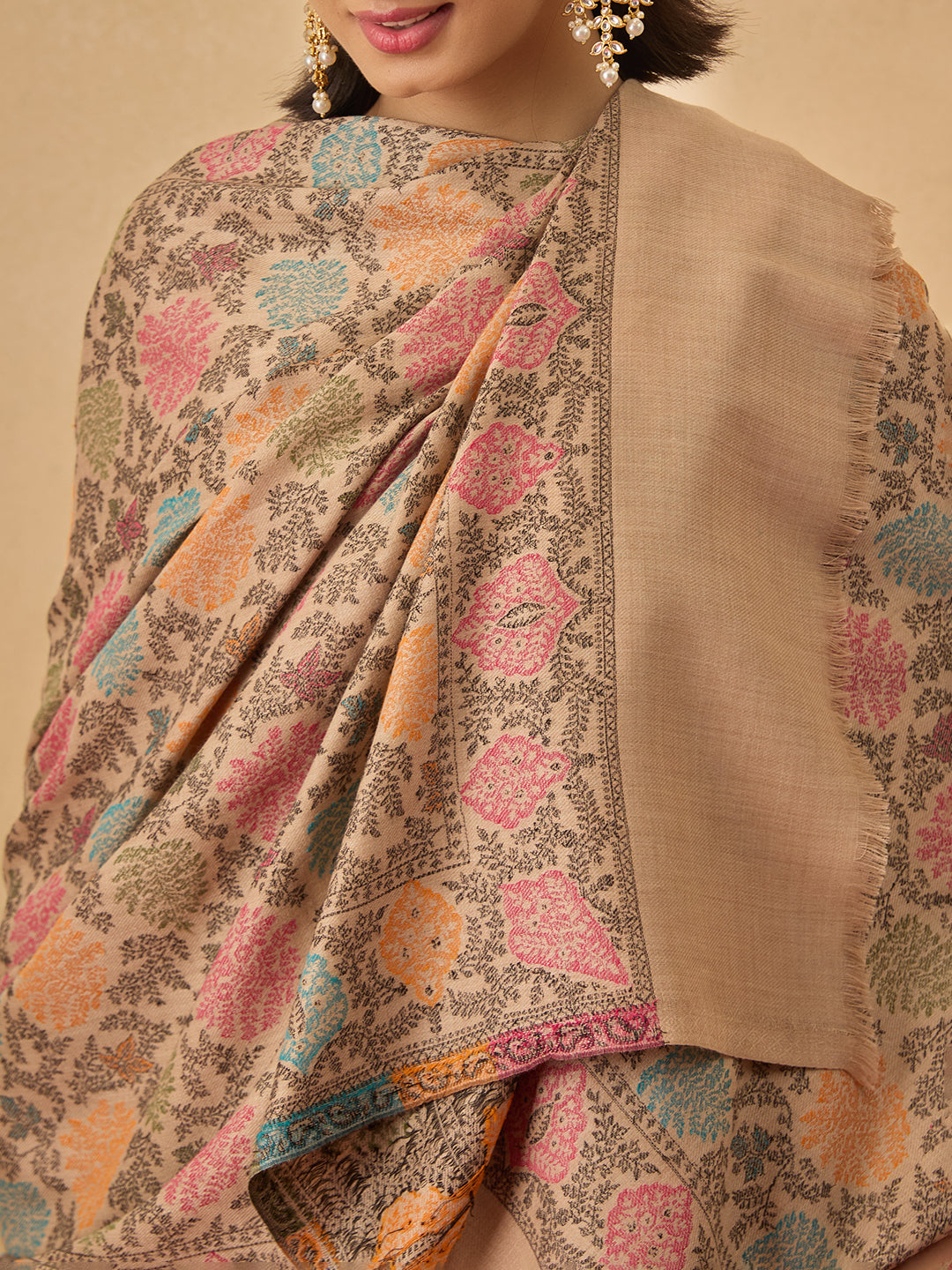 Pashmoda Women Nazrana Kashmiri Jamawar Woven Shawl (Size: 101X203 CM)