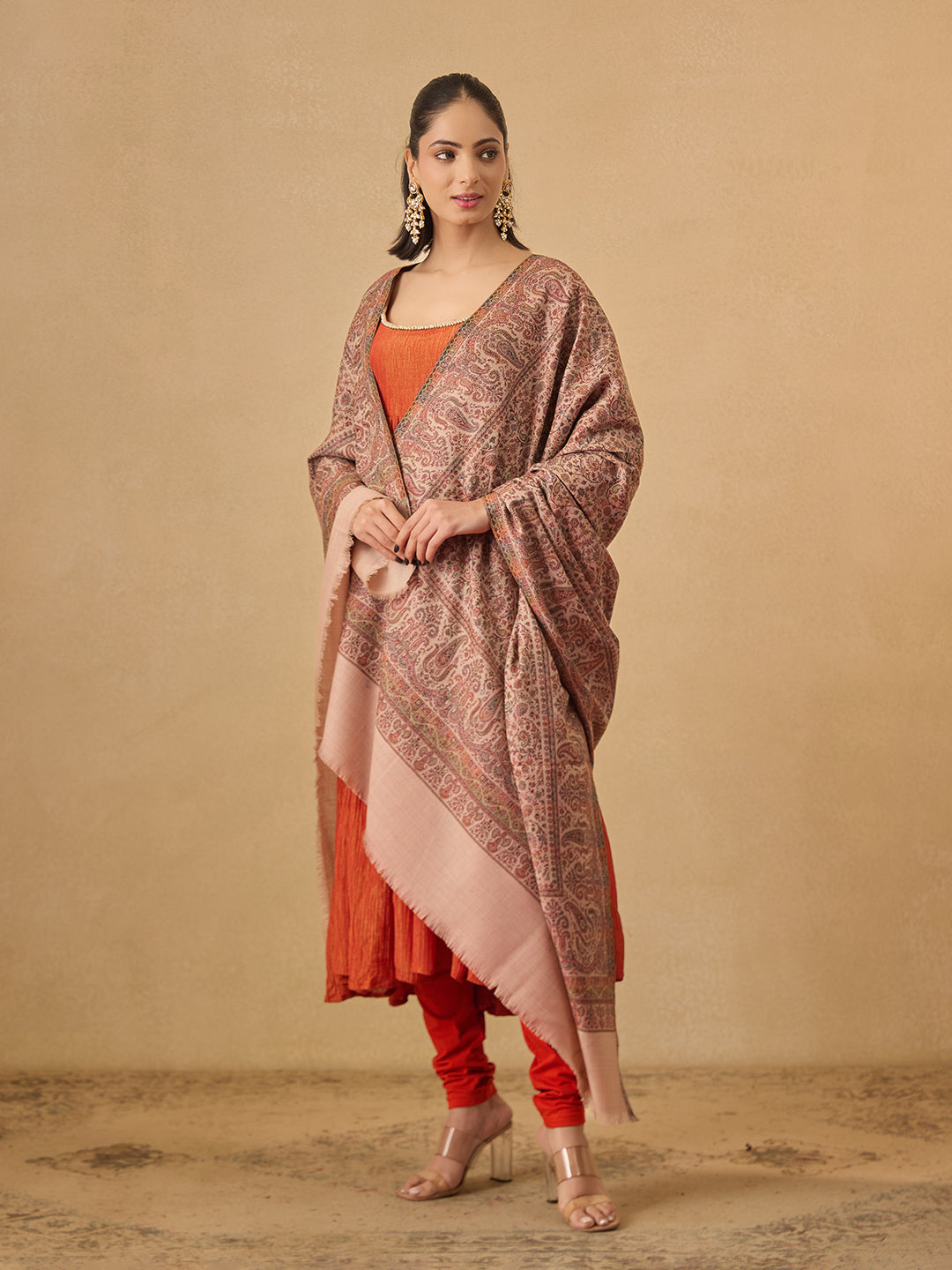 Pashmoda Women Gulbadan Kashmiri Jamawar Woven Shawl (Size: 101X203 CM)