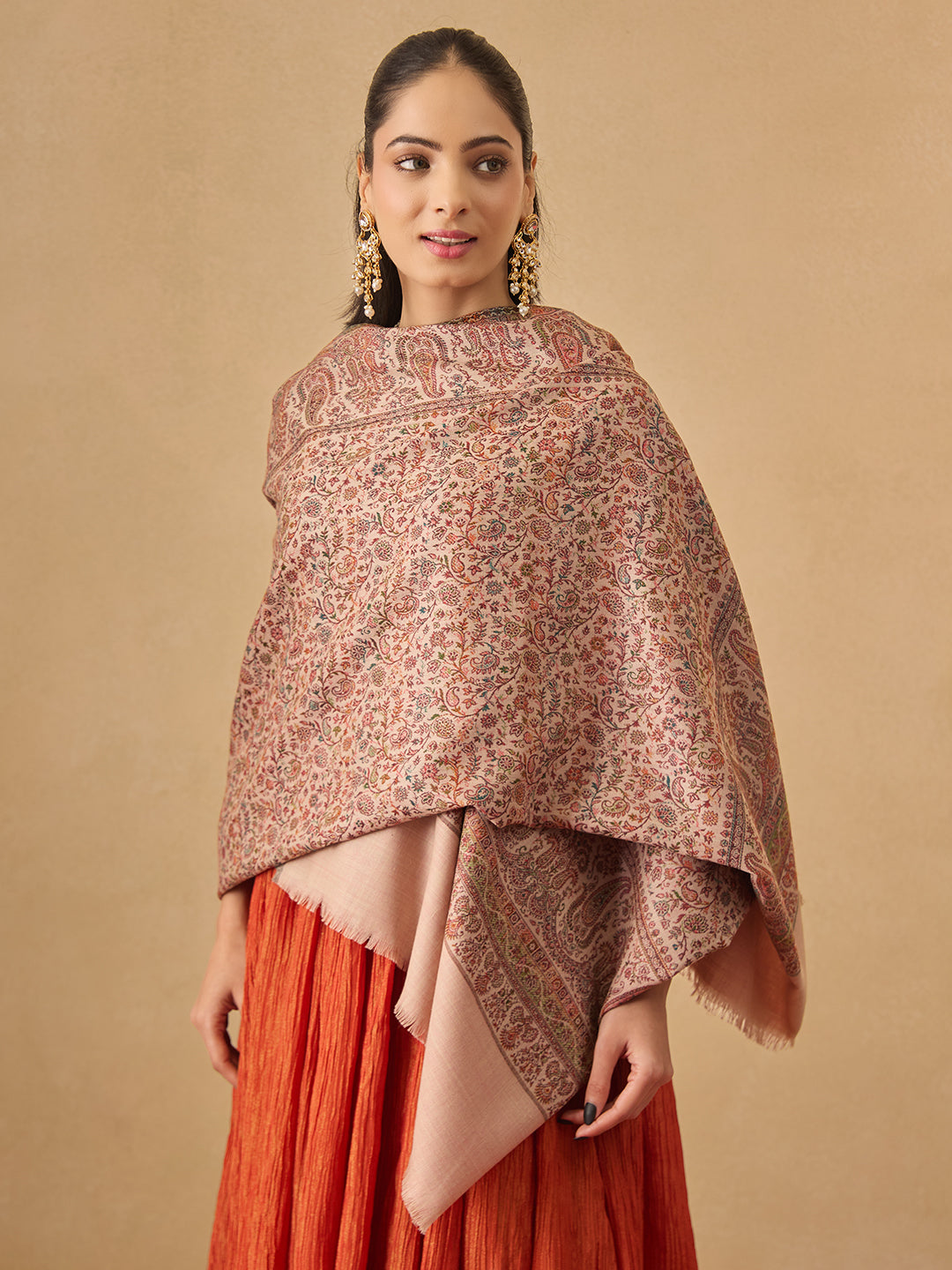 Pashmoda Women Gulbadan Kashmiri Jamawar Woven Shawl (Size: 101X203 CM)