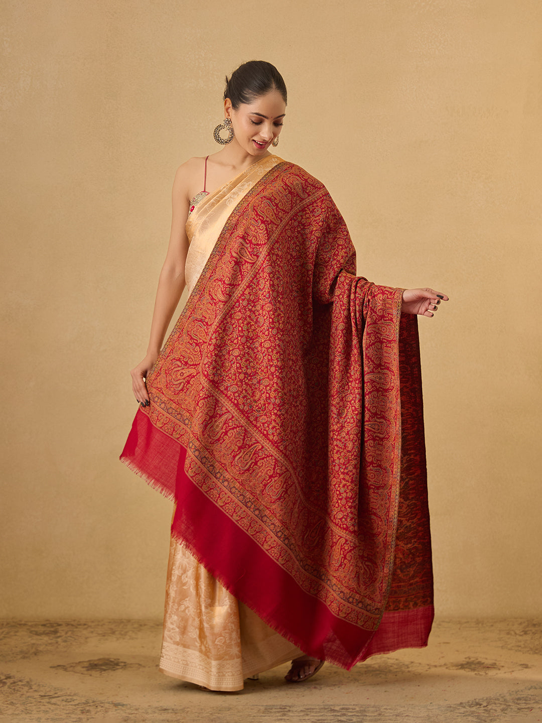 Pashmoda Women Gulbadn Kashmiri Jamawar Woven Shawl (Size: 101X203 CM)