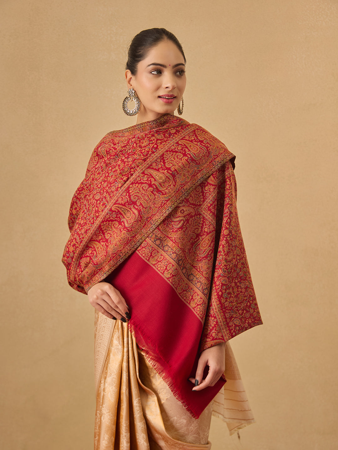 Pashmoda Women Gulbadn Kashmiri Jamawar Woven Shawl (Size: 101X203 CM)