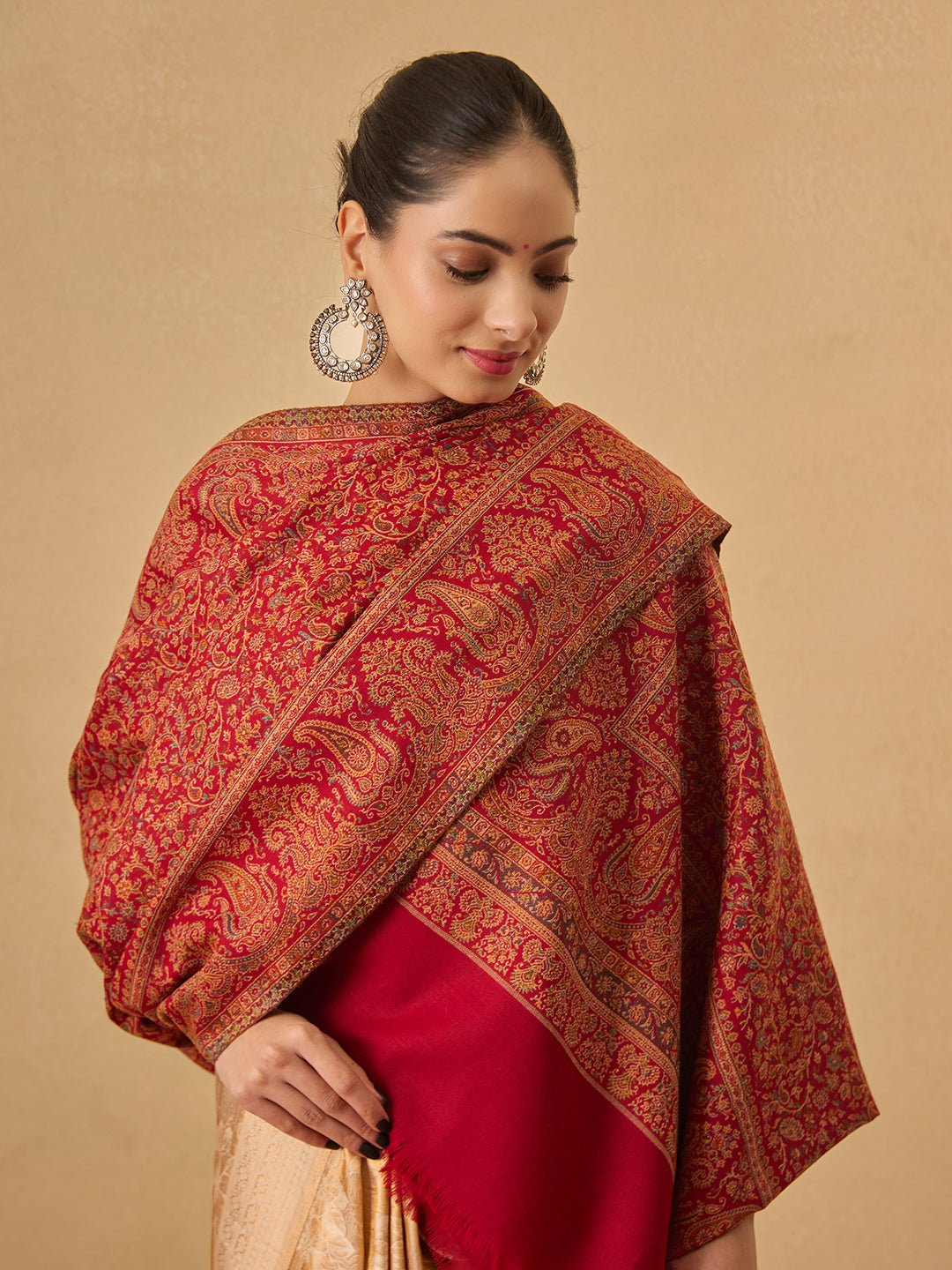 Pashmoda Women Gulbadn Kashmiri Jamawar Woven Shawl (Size: 101X203 CM)