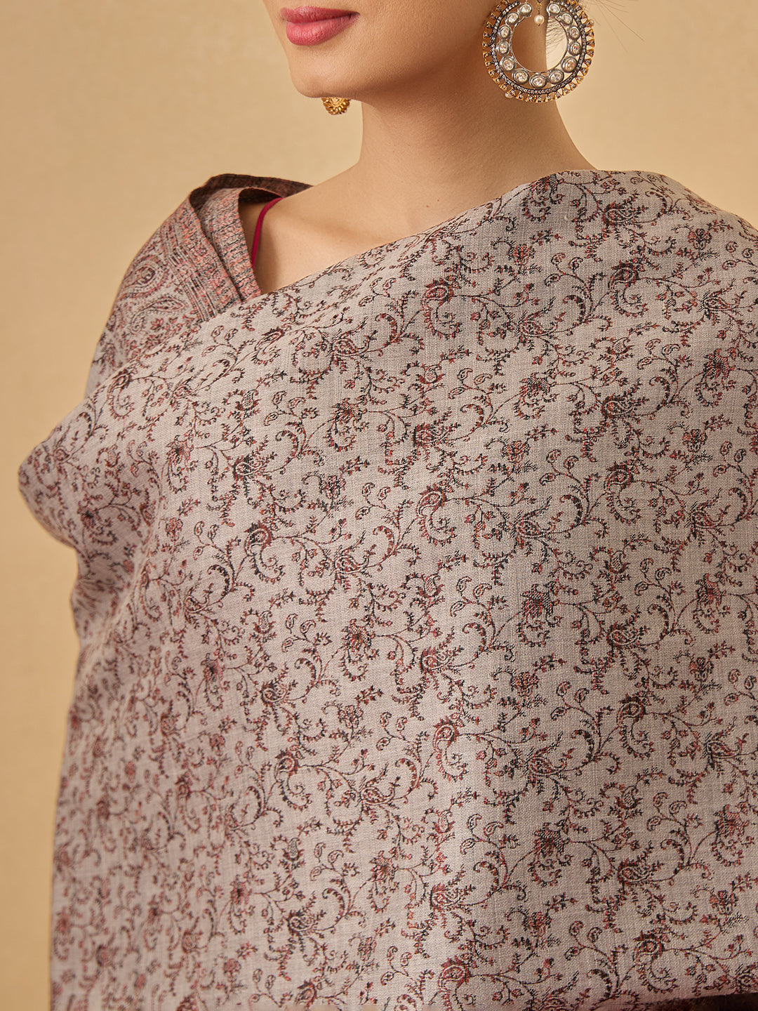 Pashmoda Women Meher Jaal Kashmiri Jamawar Woven Shawl (Size: 101X203 CM)