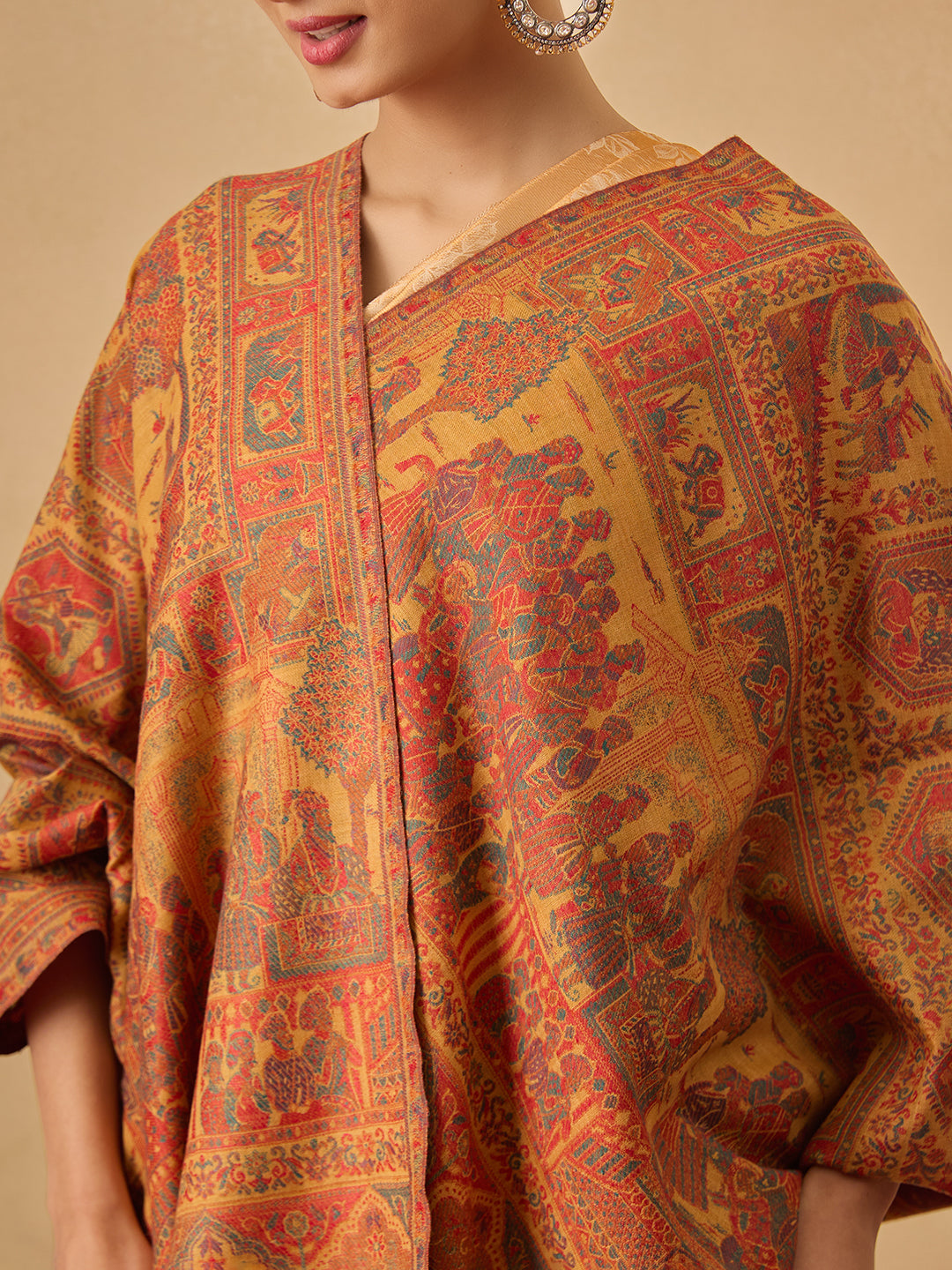 Pashmoda Women Darbari Kaani Wool Blend Kashmiri Shawl (Size: 101X203 CM)