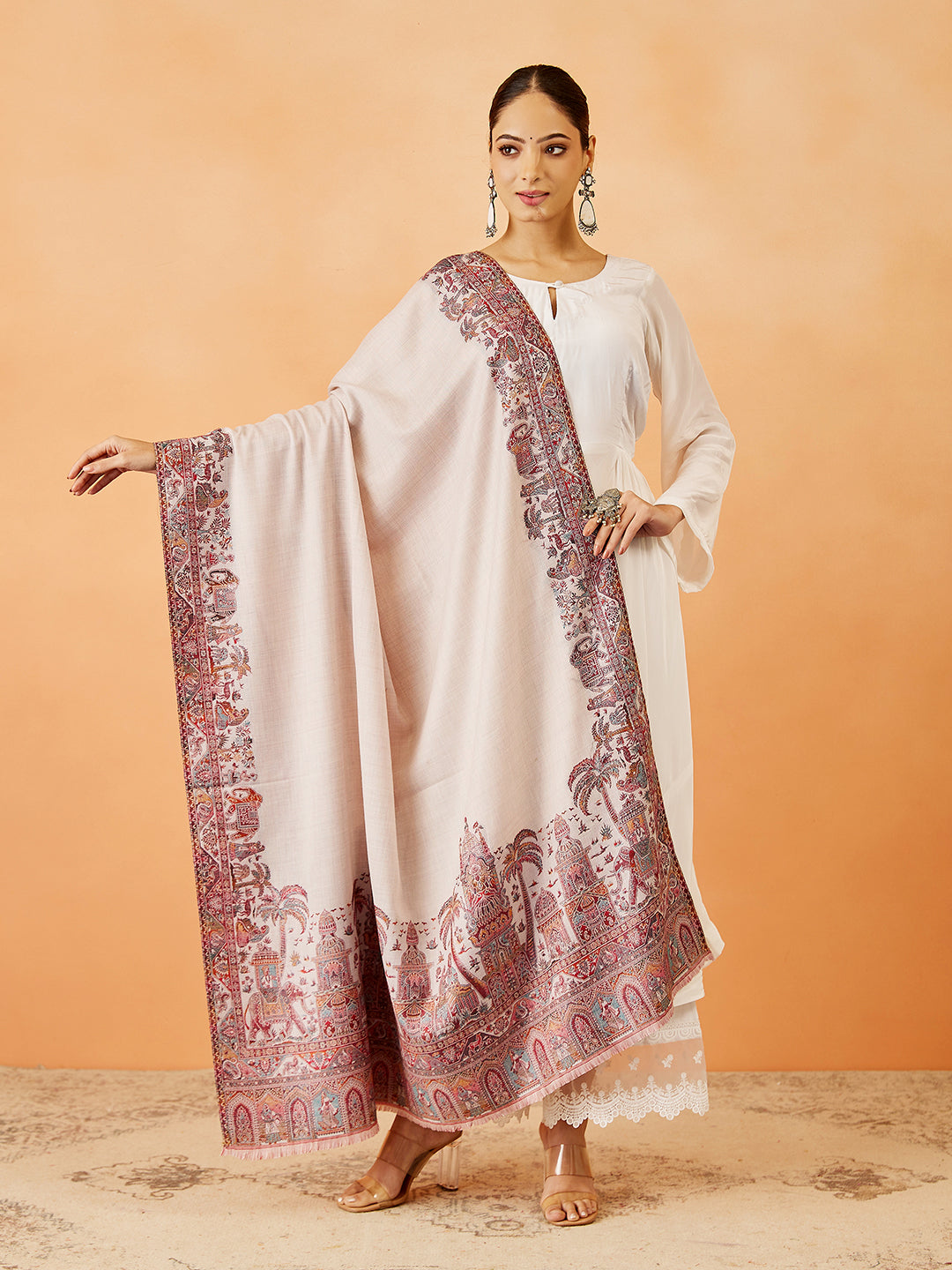 Women Gulzaar Kashmiri Jamawar Woven Shawl (Size: 101X203 CM)