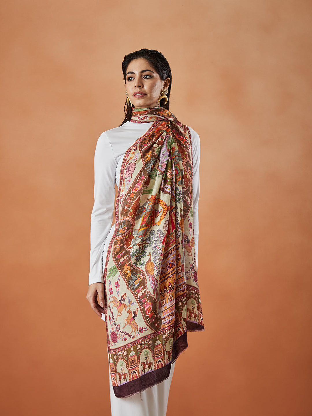 Women Rangoli Fine Soft Bamboo Fibre Stole (Size : 71X203 CM)