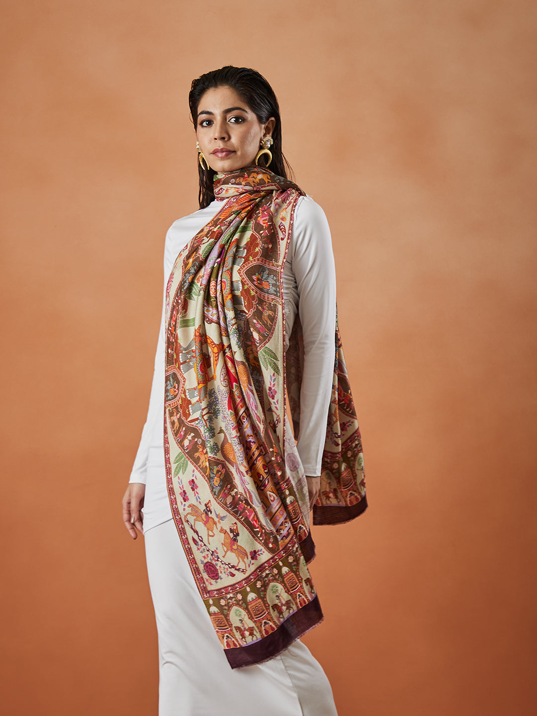 Women Rangoli Fine Soft Bamboo Fibre Stole (Size : 71X203 CM)