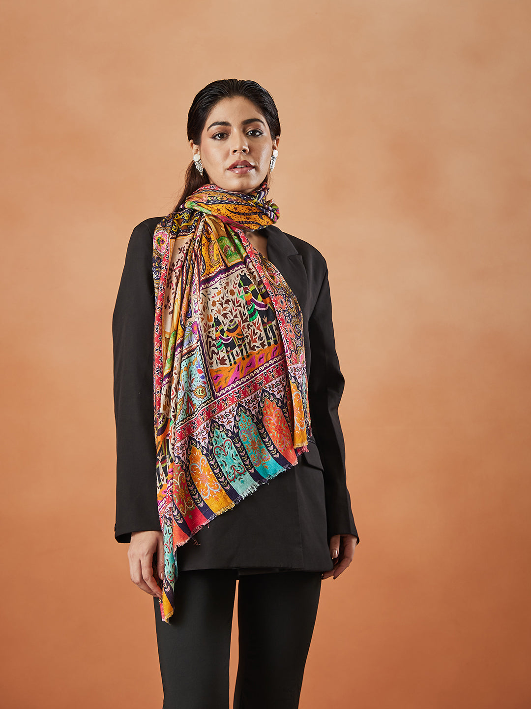 Women Nazakat Fine Soft Bamboo Fibre Stole (Size : 71X203 CM)