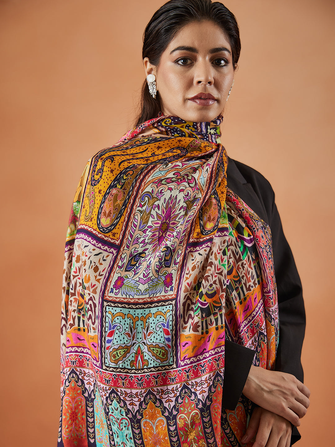 Women Nazakat Fine Soft Bamboo Fibre Stole (Size : 71X203 CM)