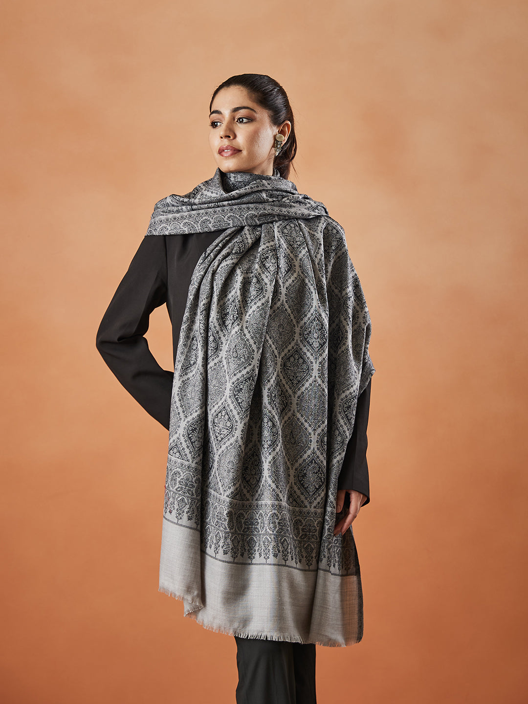 Women Shabnam Kashmiri Jamawar Woven Shawl (Size: 101X203 CM)