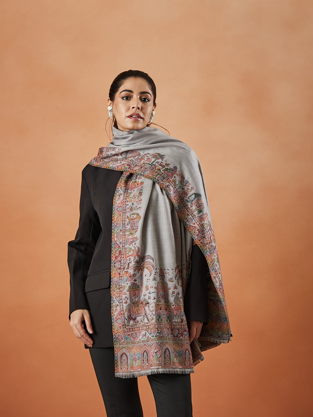 Women Gulzaar Kashmiri Jamawar Woven Shawl (Size: 101X203 CM)