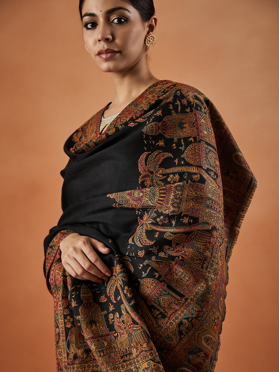 Women Rajwada Kashmiri Jamawar Woven Shawl (Size: 101X203 CM)