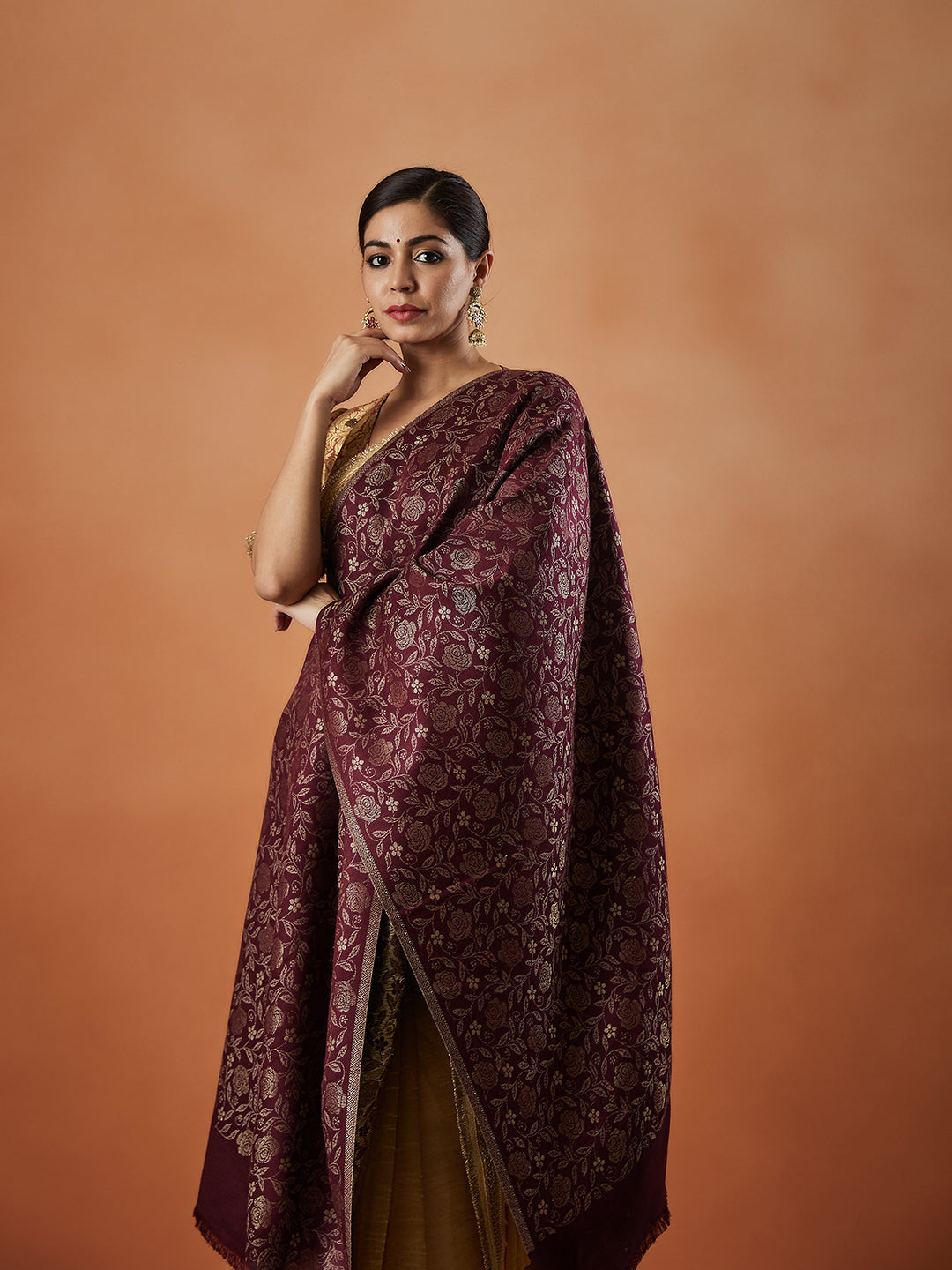 Women Gulnari Kaani Wool Blend Stole (Size : 71X203 CM)