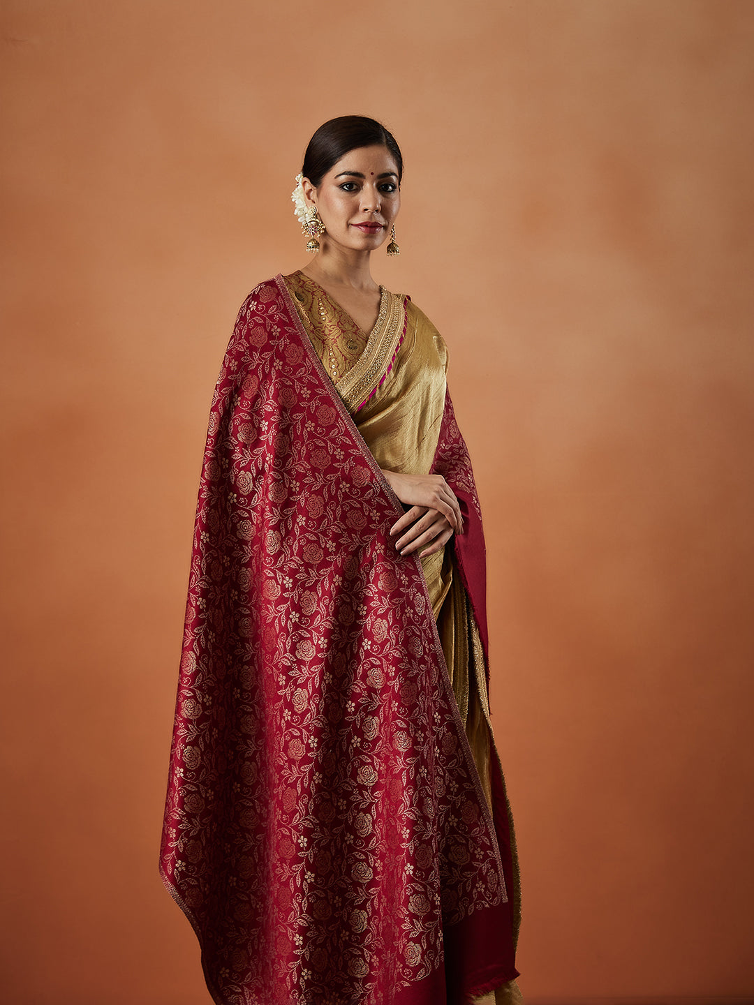 Women Gulnari Kaani Wool Blend Stole (Size : 71X203 CM)