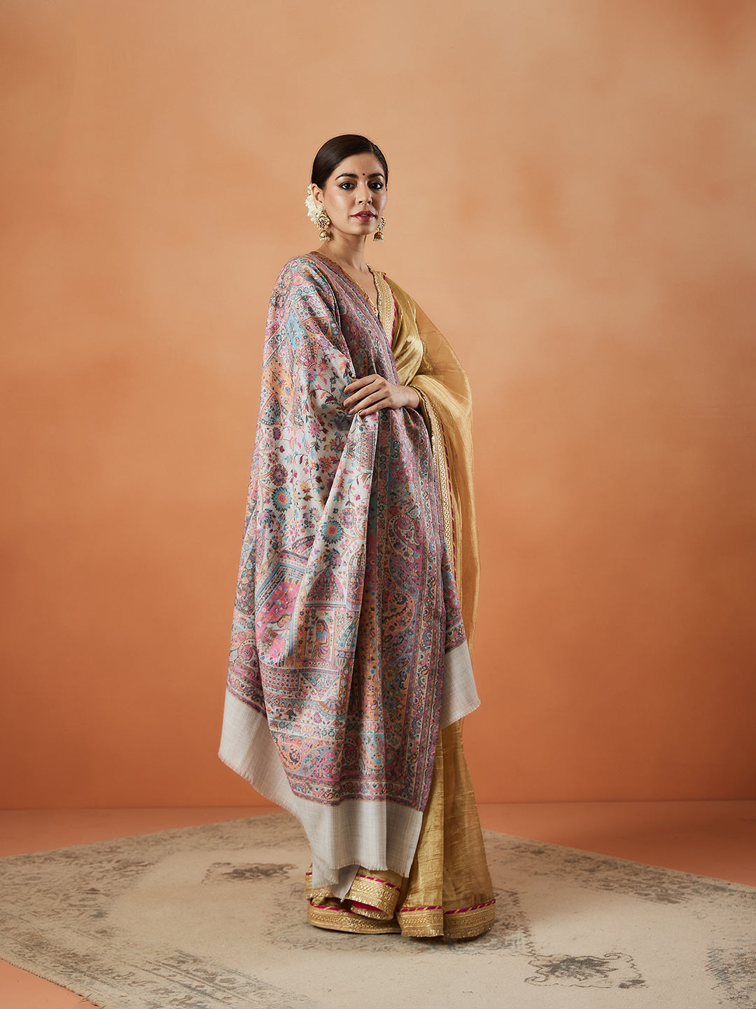 Women Chandrika Kaani Wool Blend Kashmiri Shawl (Size: 101X203 CM)