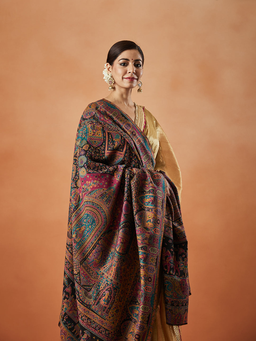 Women Shahi Mehfil Kaani Wool Blend Kashmiri Shawl (Size: 101X203 CM)