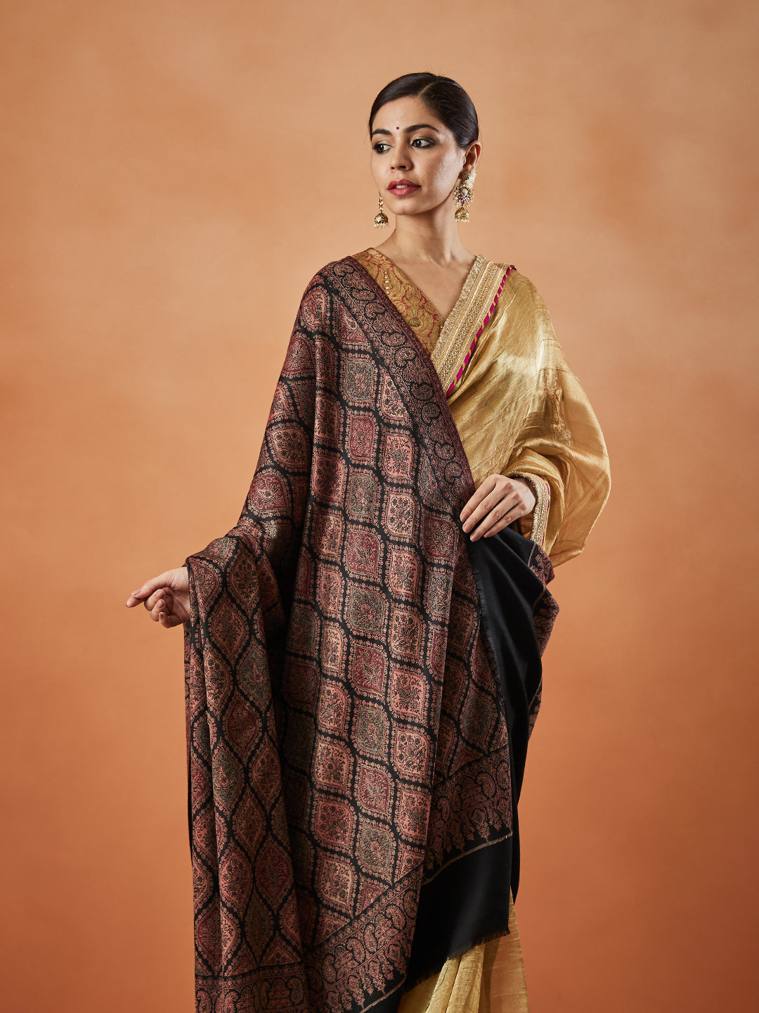 Women Shabnam Kashmiri Jamawar Woven Shawl (Size: 101X203 CM)