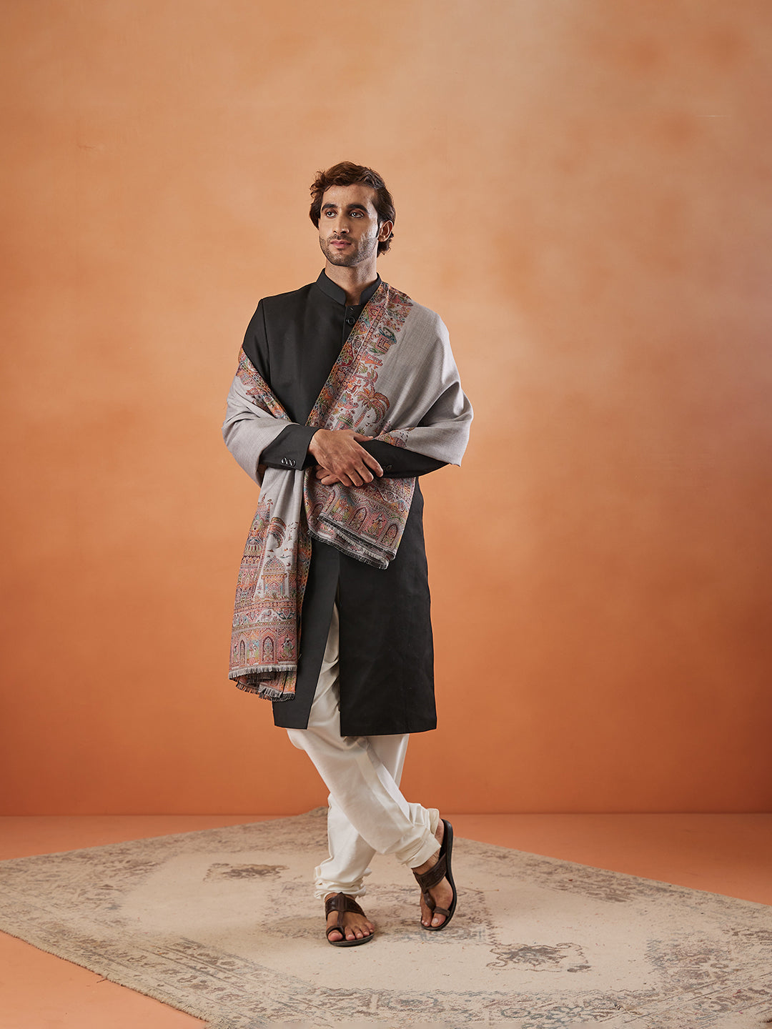 Men Rajwada Jamawar Shawl (Size: 101x203 Cm)