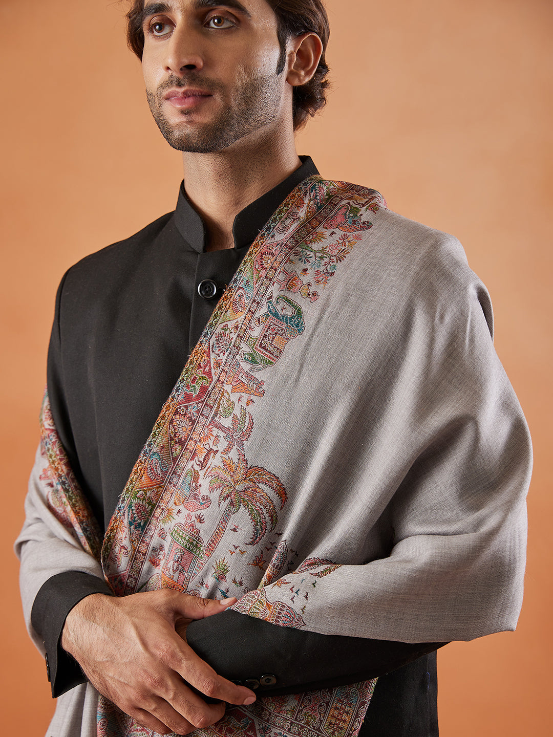 Men Rajwada Jamawar Shawl (Size: 101x203 Cm)