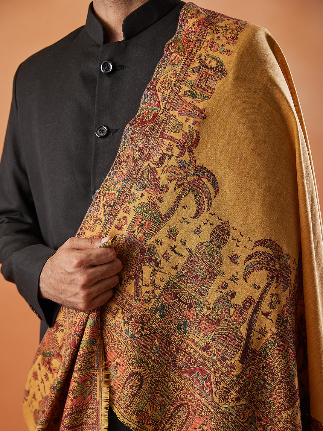 Men Rajwada Jamawar Shawl (Size: 101x203 Cm)