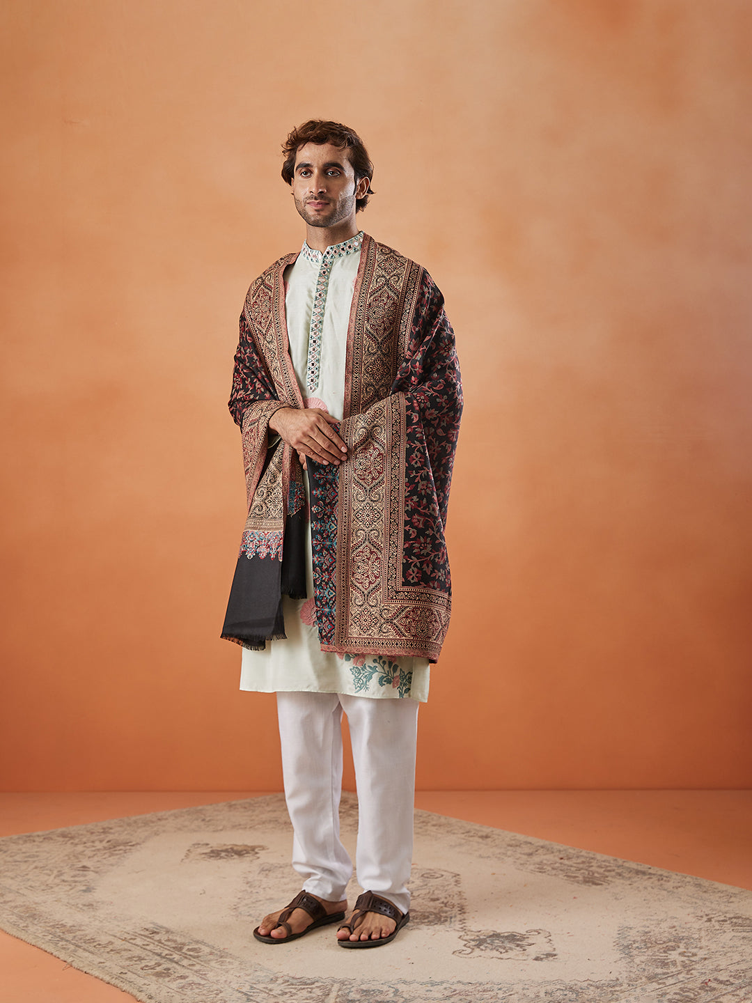 Men Khwabida Jamawar Shawl (Size: 101x203 Cm)