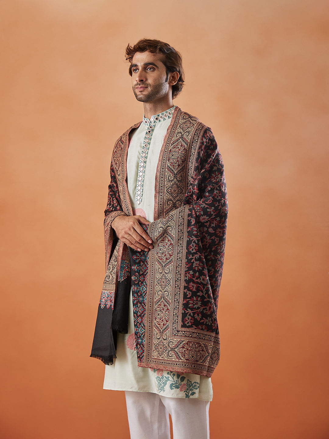 Men Khwabida Jamawar Shawl (Size: 101x203 Cm)