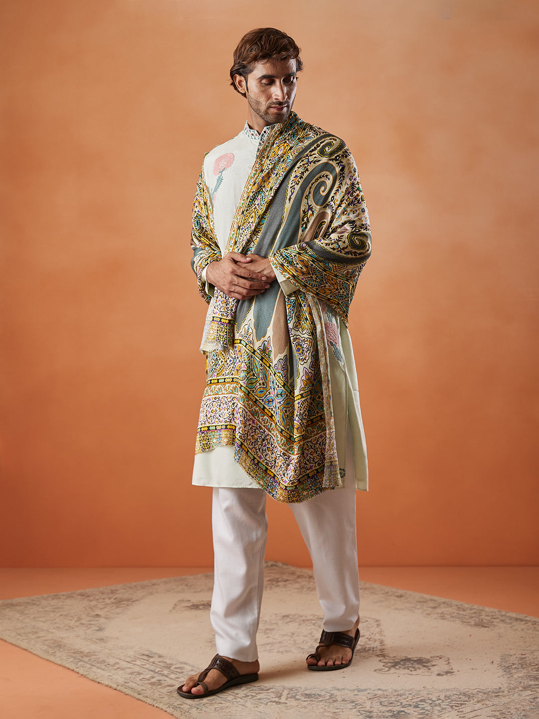 Men Rangoli Fine Soft Bamboo Fibre Stole (Size: 71x203 Cm)