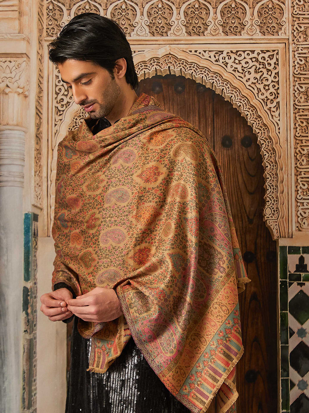 Pashmoda Mens Kaani Shawl (Size: 101x203 Cm)