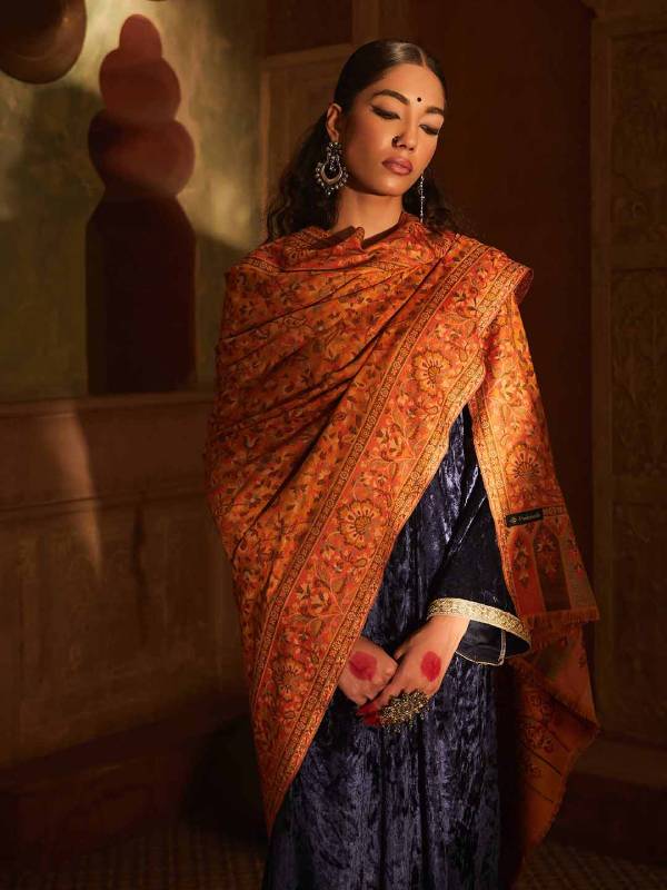 Women Dastaan Woven Design Jamawar Shawl (Size 101X203 CM)