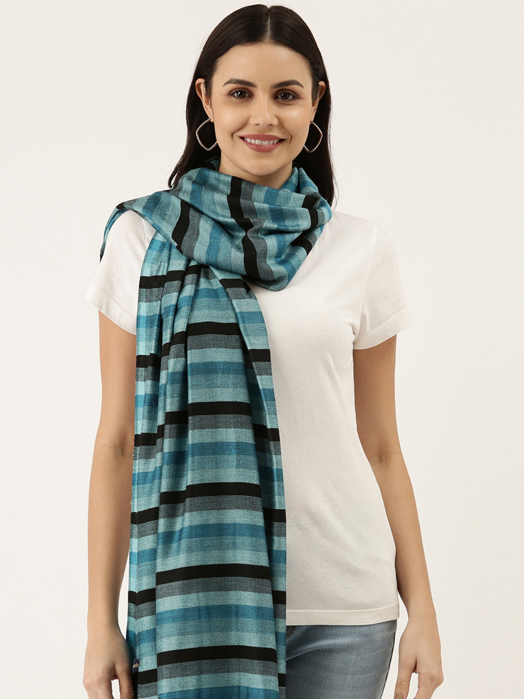 Women Checkered Stole, Scarf, Wrap (Size 28x80 Inches)