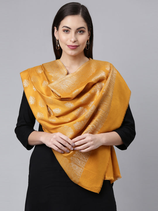 Women’s Kaani Stole with Silky Zari Weave, Shawl, Wrap (Size 28X80 inches)