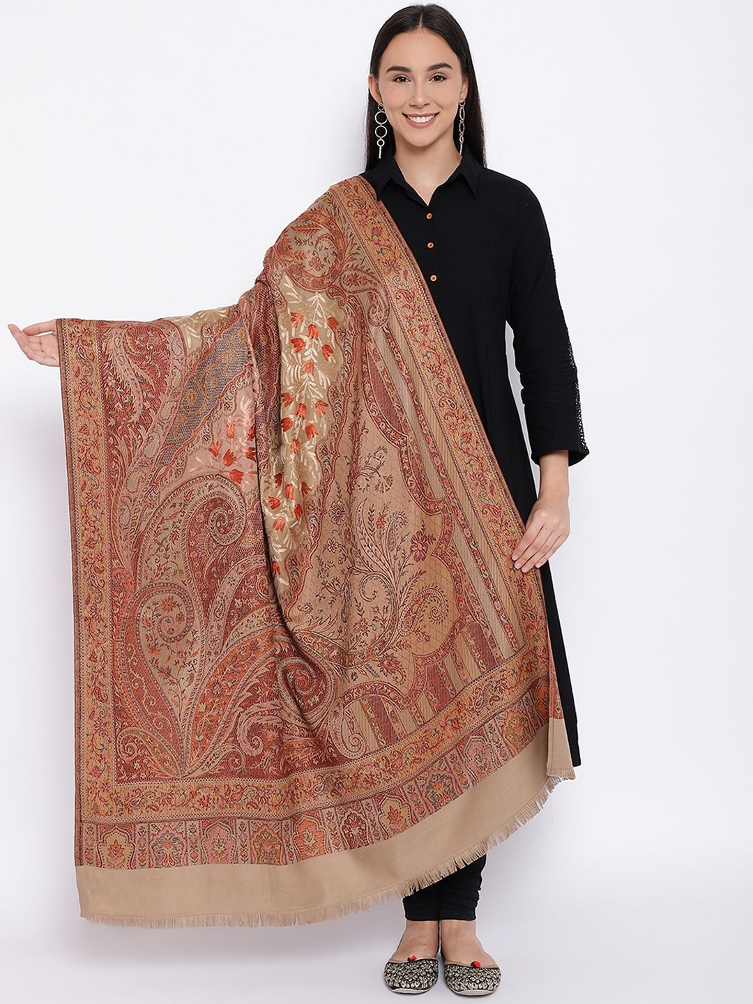 Wool Kashmiri Jamawar Shawl (Size: 40X80 Inches)