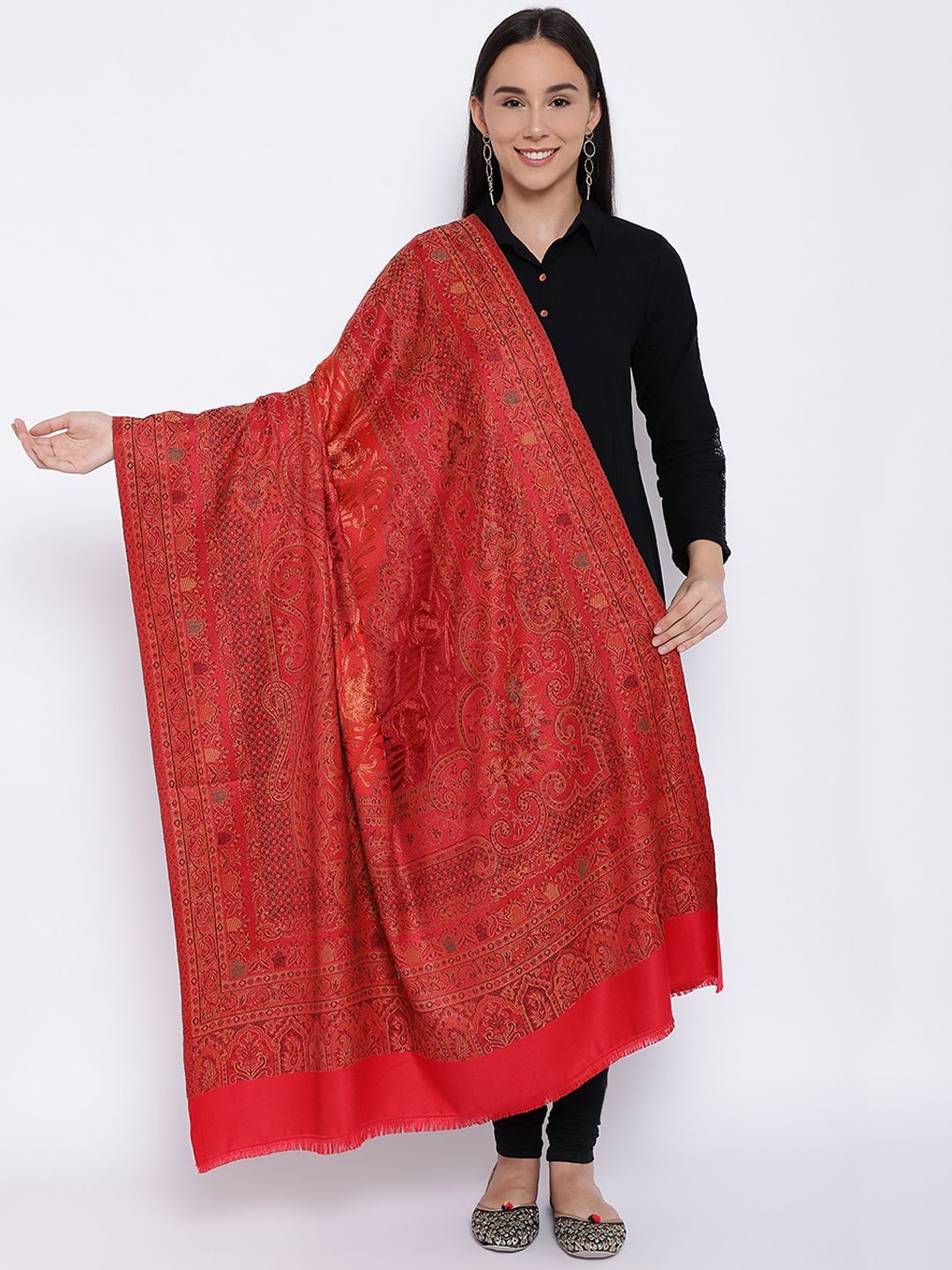 Wool Kashmiri Jamawar Shawl (Size: 40X80 Inches)