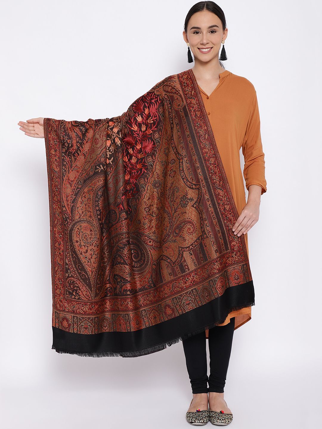 Wool Kashmiri Jamawar Shawly (Size: 40X80 Inches)