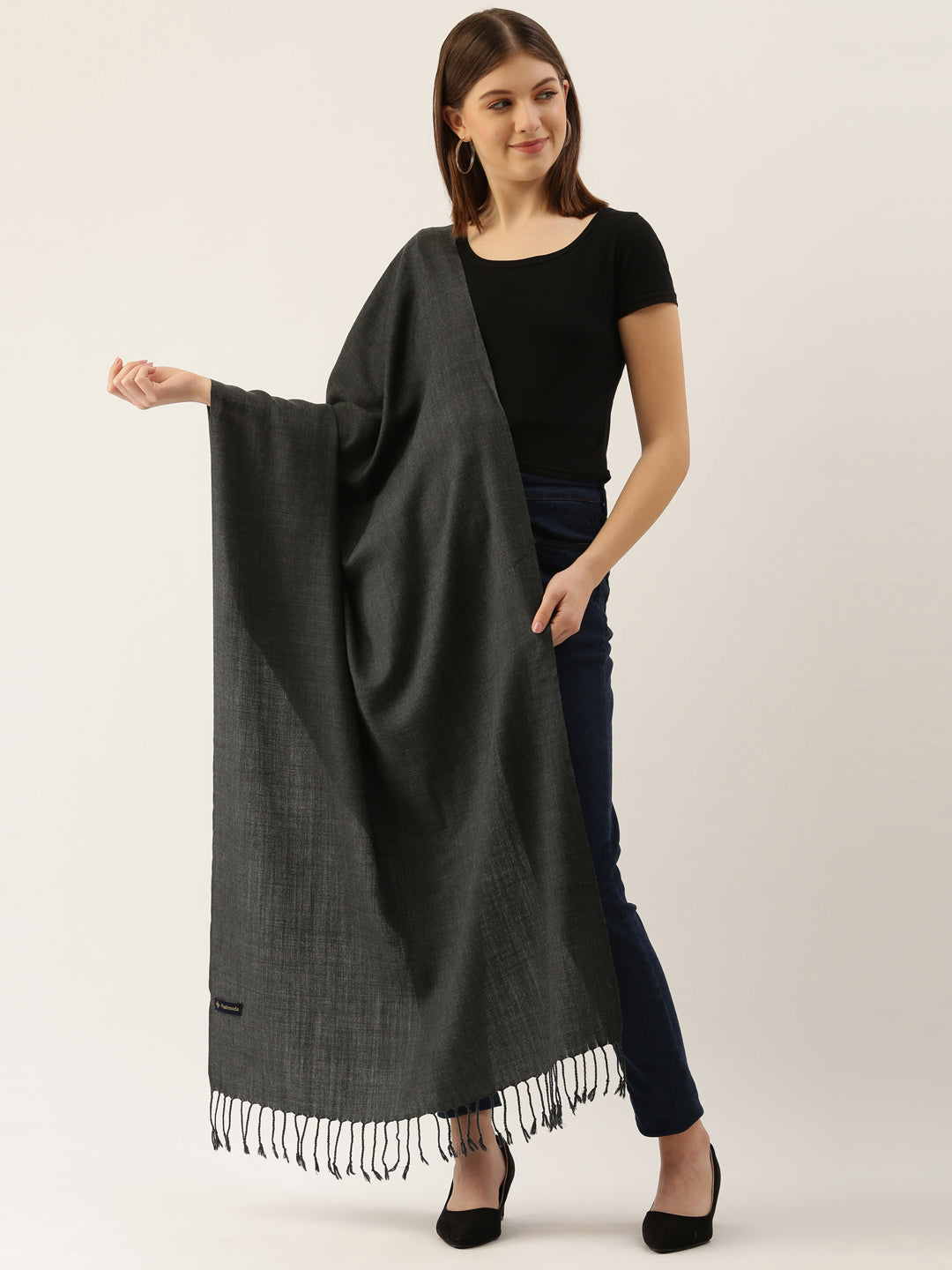 Women’s Grey Solid Stole (28x80 Inches)