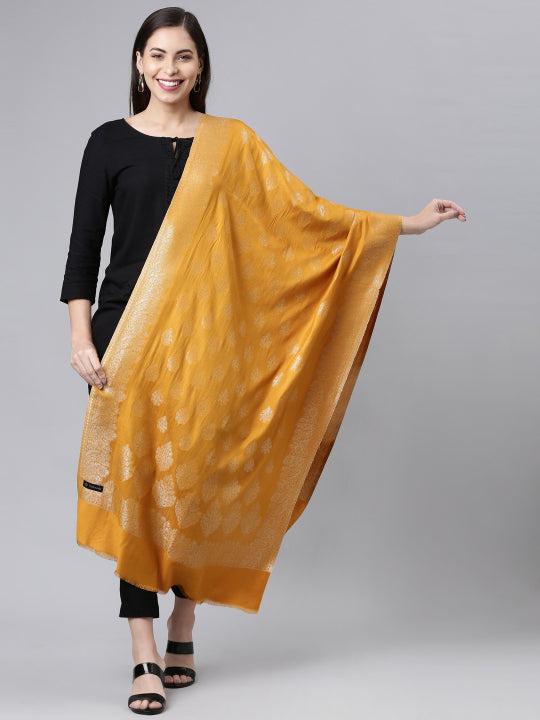 Women’s Kaani Stole with Silky Zari Weave, Shawl, Wrap (Size 28X80 inches)