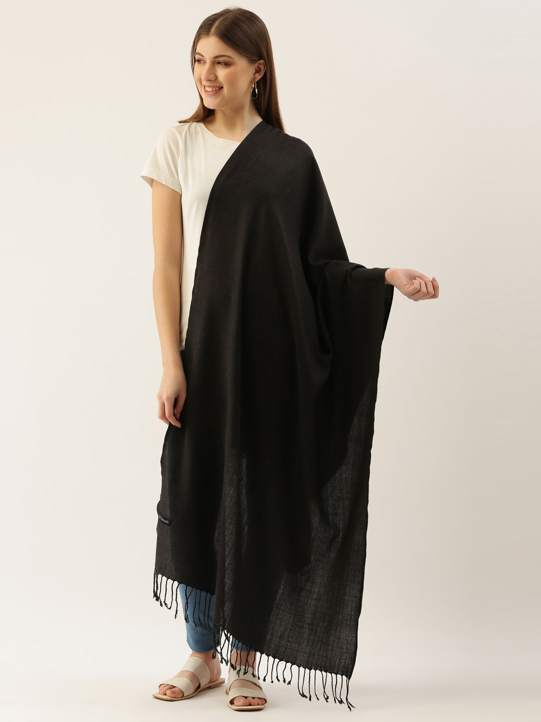 Women’s Black Solid Stole (28x80 Inches)